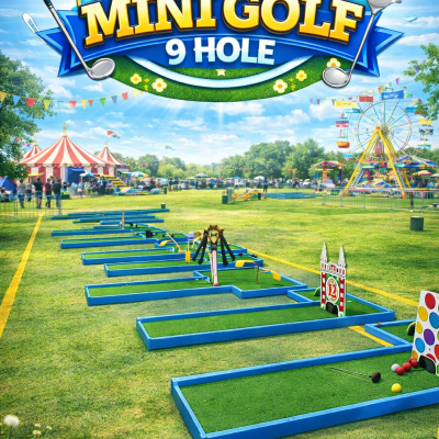 Blue Mobile Mini Golf Hire – 9 Hole