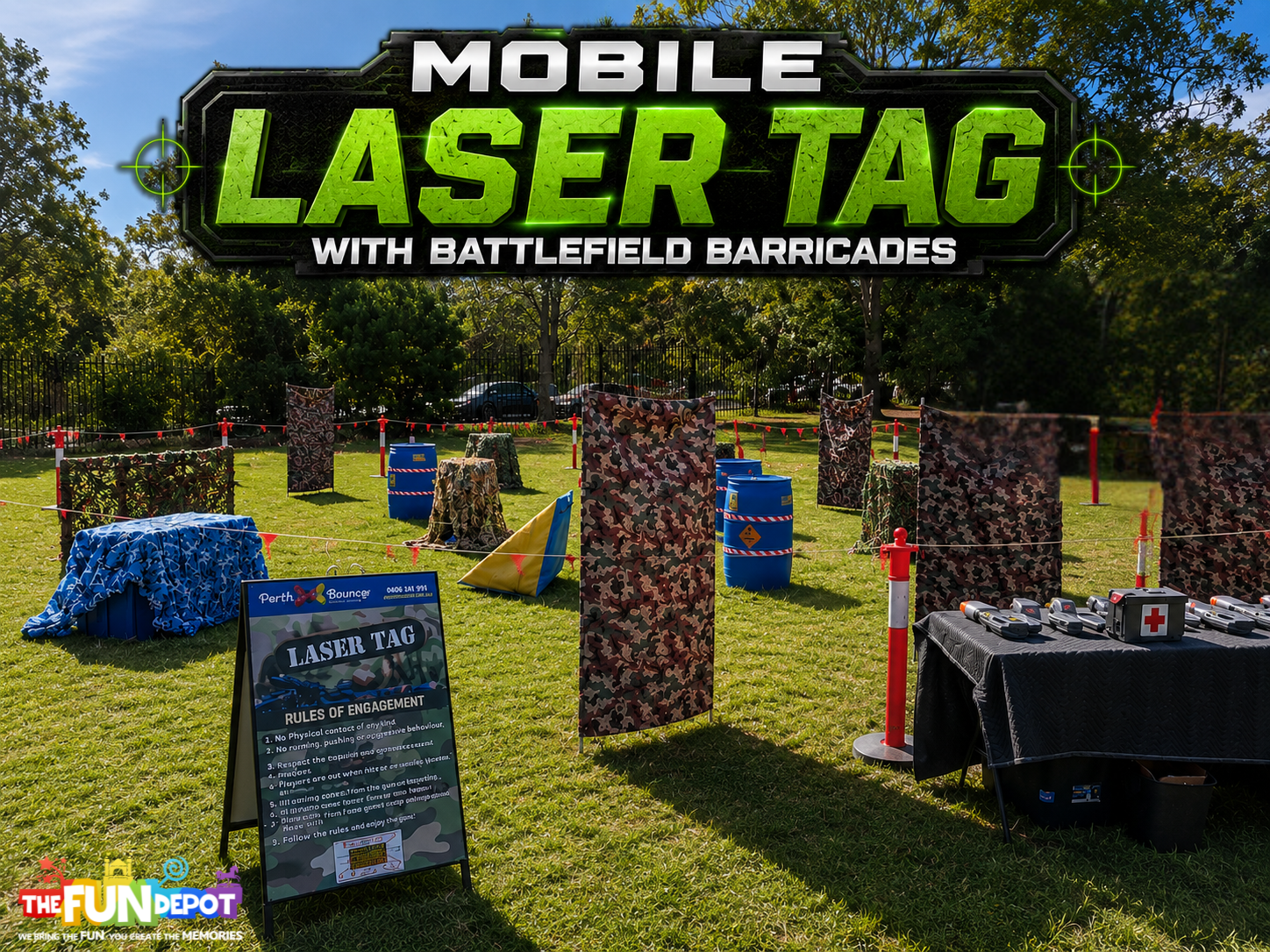 Mobile Laser Tag with Battlefield Barricades