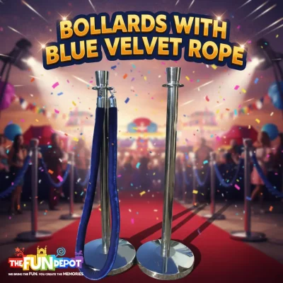 Bollards with Blue Velvet Rope
